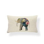 Animal Cushion Pillow Square Linen Printed Cute Elephant Throw Pillow Case Decorative Cushion Cover Pillowcase Plant Geometry Deer Flamingo Flower Pillows Home Decorative Pillowslip Covers 30X50 Stevvex