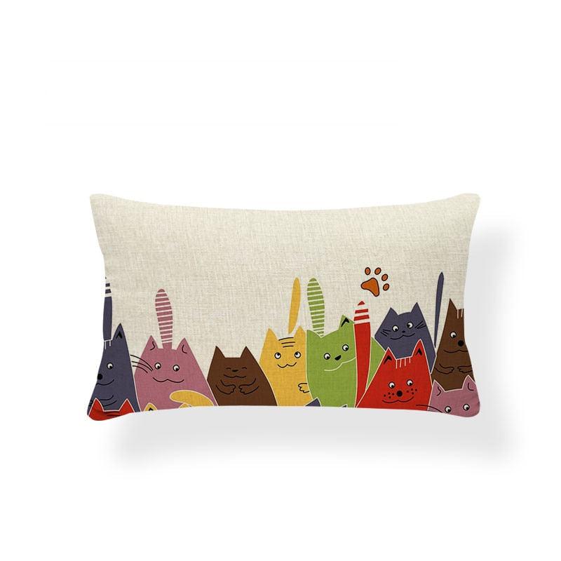 Animal Cushion Pillow Square Linen Printed Cute Elephant Throw Pillow Case Decorative Cushion Cover Pillowcase Plant Geometry Deer Flamingo Flower Pillows Home Decorative Pillowslip Covers 30X50 Stevvex