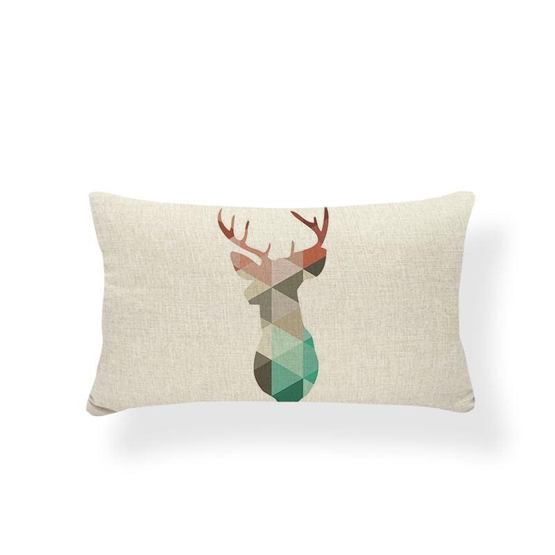 Animal Cushion Pillow Square Linen Printed Cute Elephant Throw Pillow Case Decorative Cushion Cover Pillowcase Plant Geometry Deer Flamingo Flower Pillows Home Decorative Pillowslip Covers 30X50 Stevvex