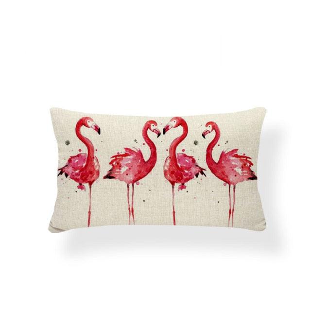 Animal Cushion Pillow Square Linen Printed Cute Elephant Throw Pillow Case Decorative Cushion Cover Pillowcase Plant Geometry Deer Flamingo Flower Pillows Home Decorative Pillowslip Covers 30X50 Stevvex