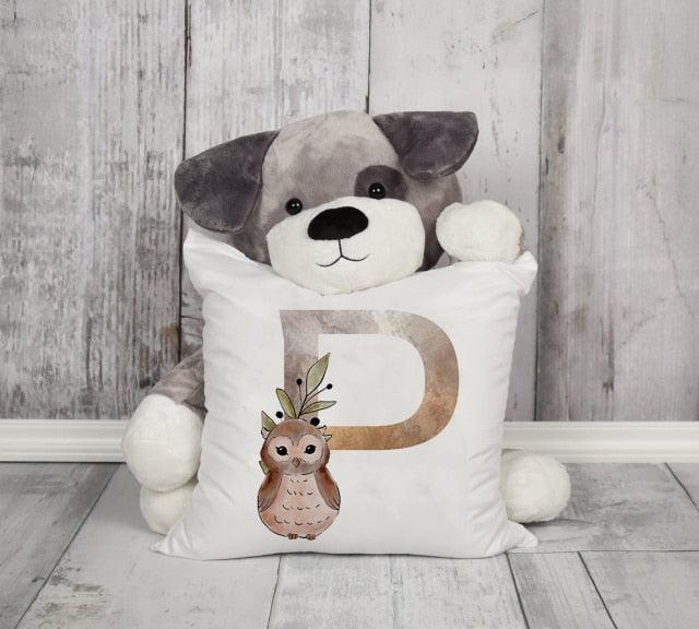 Animal Printed Pillow Cover Cartoon Giraffe Fox Bunny White Seat Polyester Decorative Cushion Cover Sofa Kids Room Alphabet Pillow Cover With Cute Animals Pillow Cases Outdoor Indoor Square Cushion Covers For Home Sofa Couch 45x45cm Stevvex