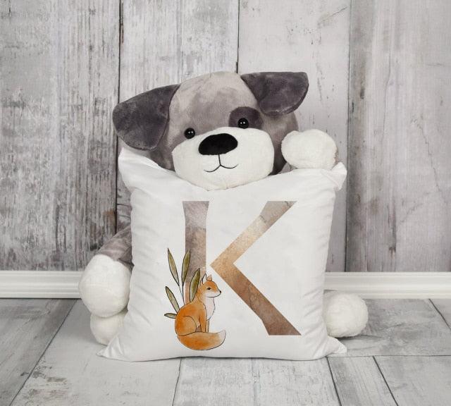 Animal Printed Pillow Cover Cartoon Giraffe Fox Bunny White Seat Polyester Decorative Cushion Cover Sofa Kids Room Alphabet Pillow Cover With Cute Animals Pillow Cases Outdoor Indoor Square Cushion Covers For Home Sofa Couch 45x45cm Stevvex