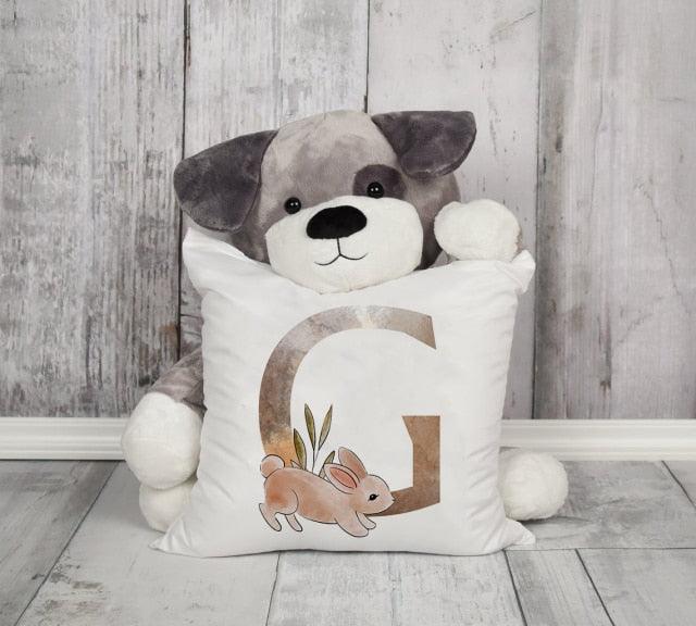 Animal Printed Pillow Cover Cartoon Giraffe Fox Bunny White Seat Polyester Decorative Cushion Cover Sofa Kids Room Alphabet Pillow Cover With Cute Animals Pillow Cases Outdoor Indoor Square Cushion Covers For Home Sofa Couch 45x45cm Stevvex