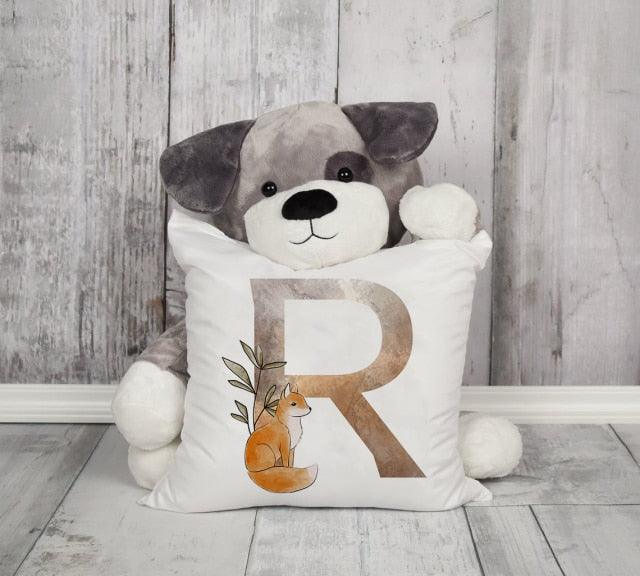 Animal Printed Pillow Cover Cartoon Giraffe Fox Bunny White Seat Polyester Decorative Cushion Cover Sofa Kids Room Alphabet Pillow Cover With Cute Animals Pillow Cases Outdoor Indoor Square Cushion Covers For Home Sofa Couch 45x45cm Stevvex