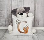 Animal Printed Pillow Cover Cartoon Giraffe Fox Bunny White Seat Polyester Decorative Cushion Cover Sofa Kids Room Alphabet Pillow Cover With Cute Animals Pillow Cases Outdoor Indoor Square Cushion Covers For Home Sofa Couch 45x45cm Stevvex