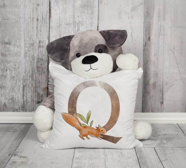 Animal Printed Pillow Cover Cartoon Giraffe Fox Bunny White Seat Polyester Decorative Cushion Cover Sofa Kids Room Alphabet Pillow Cover With Cute Animals Pillow Cases Outdoor Indoor Square Cushion Covers For Home Sofa Couch 45x45cm Stevvex