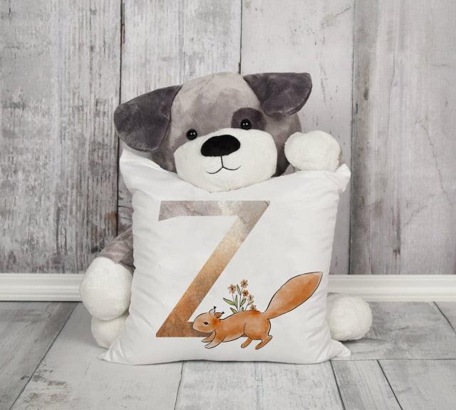 Animal Printed Pillow Cover Cartoon Giraffe Fox Bunny White Seat Polyester Decorative Cushion Cover Sofa Kids Room Alphabet Pillow Cover With Cute Animals Pillow Cases Outdoor Indoor Square Cushion Covers For Home Sofa Couch 45x45cm Stevvex