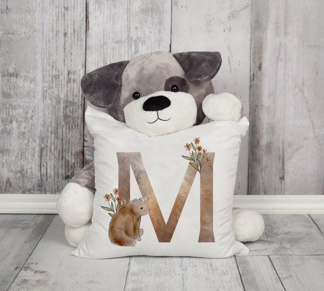 Animal Printed Pillow Cover Cartoon Giraffe Fox Bunny White Seat Polyester Decorative Cushion Cover Sofa Kids Room Alphabet Pillow Cover With Cute Animals Pillow Cases Outdoor Indoor Square Cushion Covers For Home Sofa Couch 45x45cm Stevvex