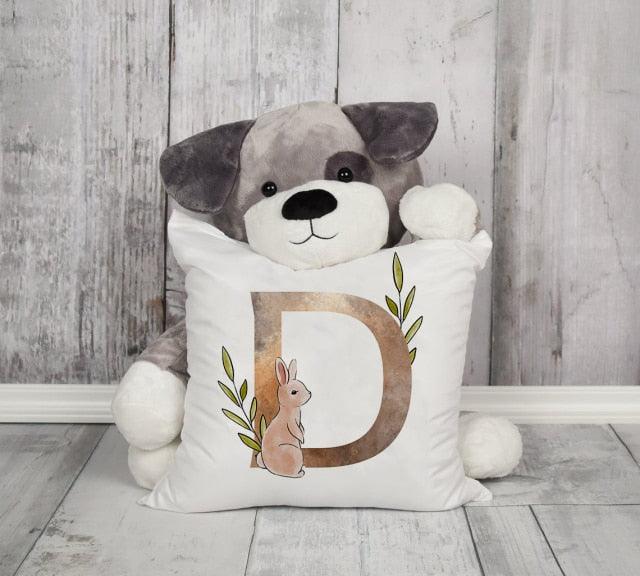 Animal Printed Pillow Cover Cartoon Giraffe Fox Bunny White Seat Polyester Decorative Cushion Cover Sofa Kids Room Alphabet Pillow Cover With Cute Animals Pillow Cases Outdoor Indoor Square Cushion Covers For Home Sofa Couch 45x45cm Stevvex