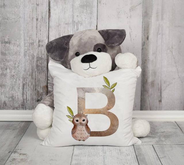 Animal Printed Pillow Cover Cartoon Giraffe Fox Bunny White Seat Polyester Decorative Cushion Cover Sofa Kids Room Alphabet Pillow Cover With Cute Animals Pillow Cases Outdoor Indoor Square Cushion Covers For Home Sofa Couch 45x45cm Stevvex