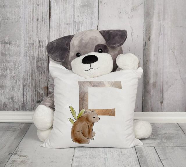 Animal Printed Pillow Cover Cartoon Giraffe Fox Bunny White Seat Polyester Decorative Cushion Cover Sofa Kids Room Alphabet Pillow Cover With Cute Animals Pillow Cases Outdoor Indoor Square Cushion Covers For Home Sofa Couch 45x45cm Stevvex