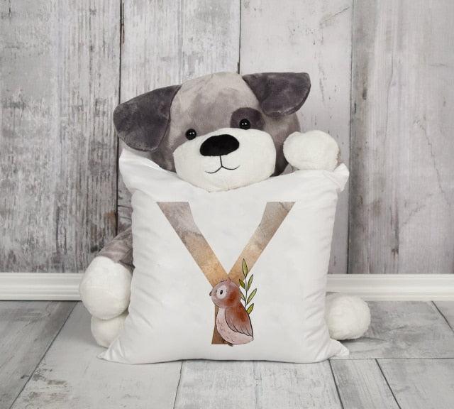Animal Printed Pillow Cover Cartoon Giraffe Fox Bunny White Seat Polyester Decorative Cushion Cover Sofa Kids Room Alphabet Pillow Cover With Cute Animals Pillow Cases Outdoor Indoor Square Cushion Covers For Home Sofa Couch 45x45cm Stevvex
