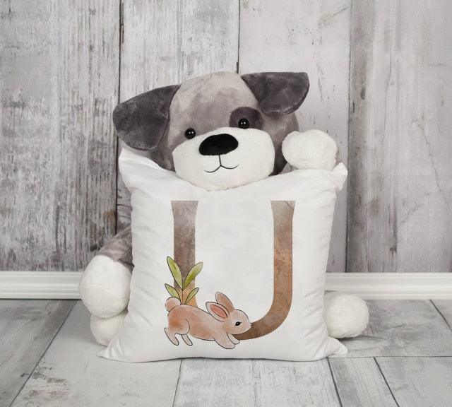 Animal Printed Pillow Cover Cartoon Giraffe Fox Bunny White Seat Polyester Decorative Cushion Cover Sofa Kids Room Alphabet Pillow Cover With Cute Animals Pillow Cases Outdoor Indoor Square Cushion Covers For Home Sofa Couch 45x45cm Stevvex