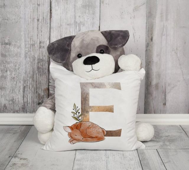 Animal Printed Pillow Cover Cartoon Giraffe Fox Bunny White Seat Polyester Decorative Cushion Cover Sofa Kids Room Alphabet Pillow Cover With Cute Animals Pillow Cases Outdoor Indoor Square Cushion Covers For Home Sofa Couch 45x45cm Stevvex