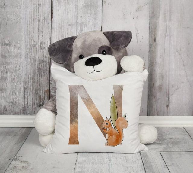Animal Printed Pillow Cover Cartoon Giraffe Fox Bunny White Seat Polyester Decorative Cushion Cover Sofa Kids Room Alphabet Pillow Cover With Cute Animals Pillow Cases Outdoor Indoor Square Cushion Covers For Home Sofa Couch 45x45cm Stevvex