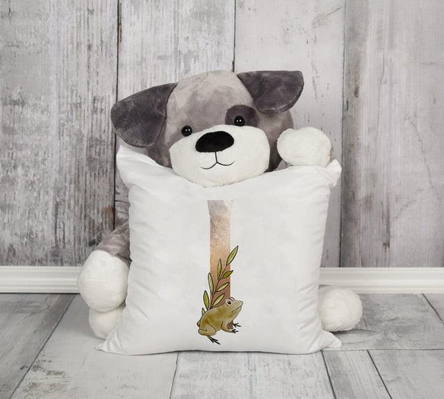 Animal Printed Pillow Cover Cartoon Giraffe Fox Bunny White Seat Polyester Decorative Cushion Cover Sofa Kids Room Alphabet Pillow Cover With Cute Animals Pillow Cases Outdoor Indoor Square Cushion Covers For Home Sofa Couch 45x45cm Stevvex