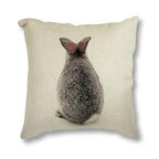 Animal Rabbit Deer Flower Crown Throw Pillow Case Cover Grey Rabbit Isolated On A White Background Bunny Tail Back Printed Decorative Linen Cotton Cushion Cover Pillow Case Nordic Cushion Cover Sofa Car Decoration 45x45CM