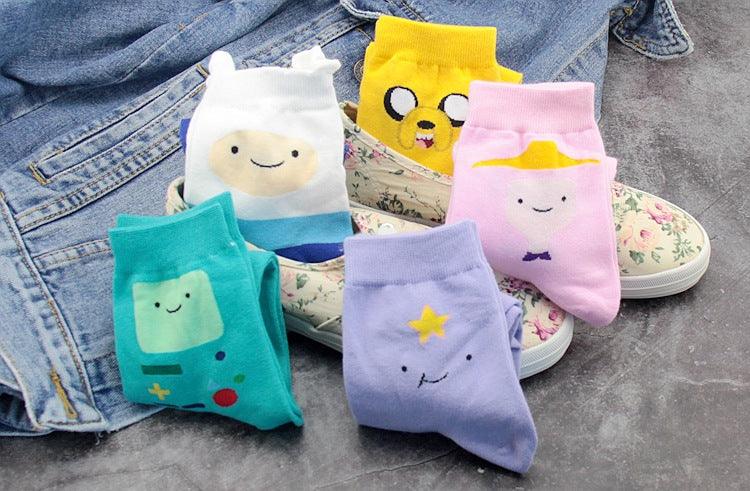 Anime Adventure Time Sock Women Cartoon Cute Socks Ice King Lumpy Space Princess Fun Autumn Winter Yellow Cotton Socks Warm Socks For Men And Women Stevvex