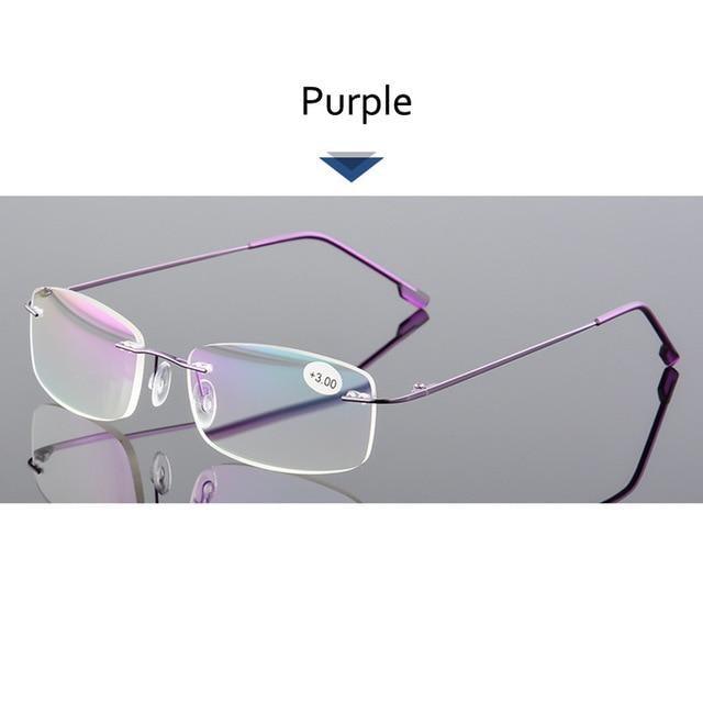 Anti-Blue Light Reading Glasses Ultralight Style Memory Titanium Rimless Reading Glasses For Men & Women Presbyopic  Eyeglasses For Everyday Use New Attractive Style Stevvex