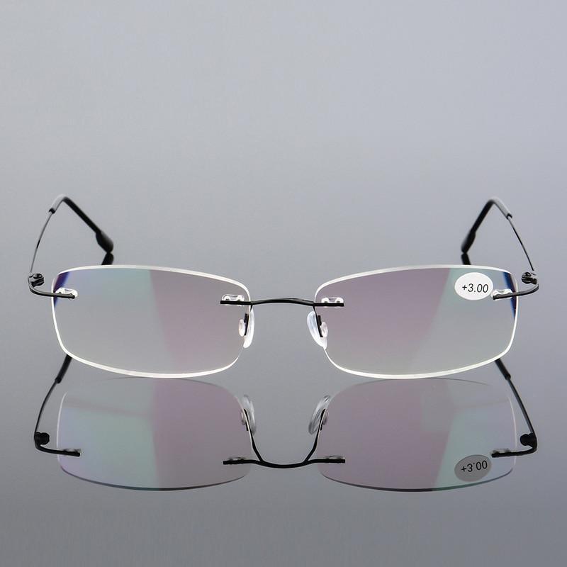 Anti-Blue Light Reading Glasses Ultralight Style Memory Titanium Rimless Reading Glasses For Men & Women Presbyopic  Eyeglasses For Everyday Use New Attractive Style Stevvex