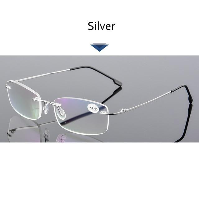 Anti-Blue Light Reading Glasses Ultralight Style Memory Titanium Rimless Reading Glasses For Men & Women Presbyopic  Eyeglasses For Everyday Use New Attractive Style Stevvex