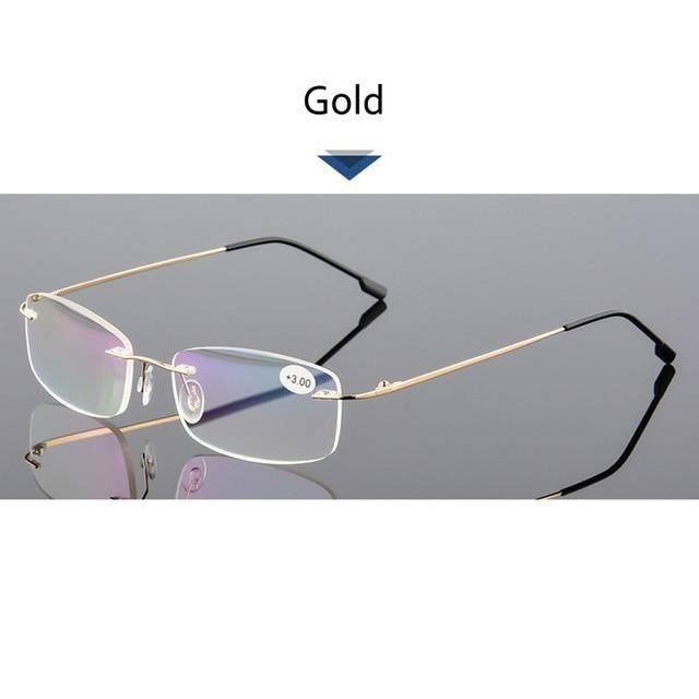 Anti-Blue Light Reading Glasses Ultralight Style Memory Titanium Rimless Reading Glasses For Men & Women Presbyopic  Eyeglasses For Everyday Use New Attractive Style Stevvex