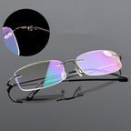 Anti-Blue Light Reading Glasses Ultralight Style Memory Titanium Rimless Reading Glasses For Men & Women Presbyopic  Eyeglasses For Everyday Use New Attractive Style Stevvex