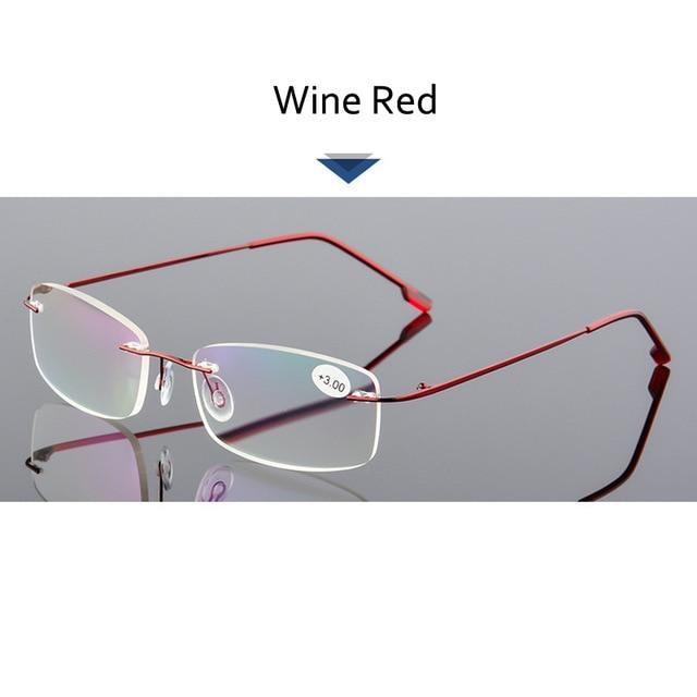 Anti-Blue Light Reading Glasses Ultralight Style Memory Titanium Rimless Reading Glasses For Men & Women Presbyopic  Eyeglasses For Everyday Use New Attractive Style Stevvex