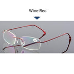 Anti-Blue Light Reading Glasses Ultralight Style Memory Titanium Rimless Reading Glasses For Men & Women Presbyopic  Eyeglasses For Everyday Use New Attractive Style Stevvex
