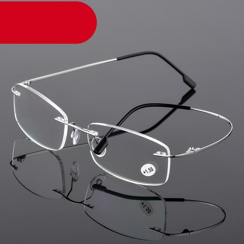 Anti-Blue Light Reading Glasses Ultralight Style Memory Titanium Rimless Reading Glasses For Men & Women Presbyopic  Eyeglasses For Everyday Use New Attractive Style Stevvex