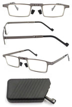 Anti-Light Reading Glasses Metal Foldable Presbyopia Eyewear With Case Thin Magnifying Glasses  Safety Glasses With Clear Anti Fog Scratch Resistant Wrap-Around Lenses No-Slip Grips Glasses For Men Women+3+3.5+4 Stevvex