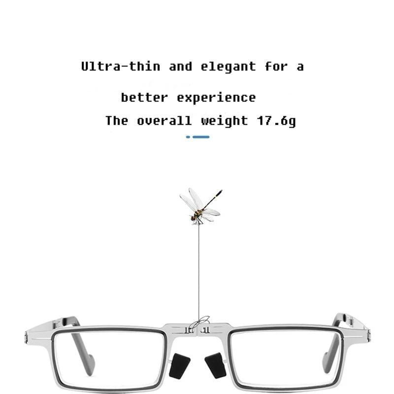 Anti-Light Reading Glasses Metal Foldable Presbyopia Eyewear With Case Thin Magnifying Glasses  Safety Glasses With Clear Anti Fog Scratch Resistant Wrap-Around Lenses No-Slip Grips Glasses For Men Women+3+3.5+4 Stevvex
