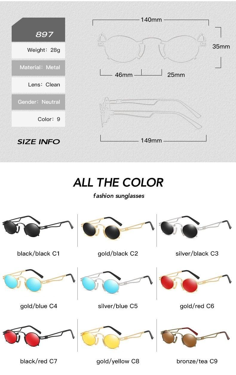 Anti Reflective Retro Eyeglasses Metal Oval Shape  Sunglasses For Women & Men Retro Design  Sun Glasses For Unisex New Colorful Frames New Popular Design Stevvex