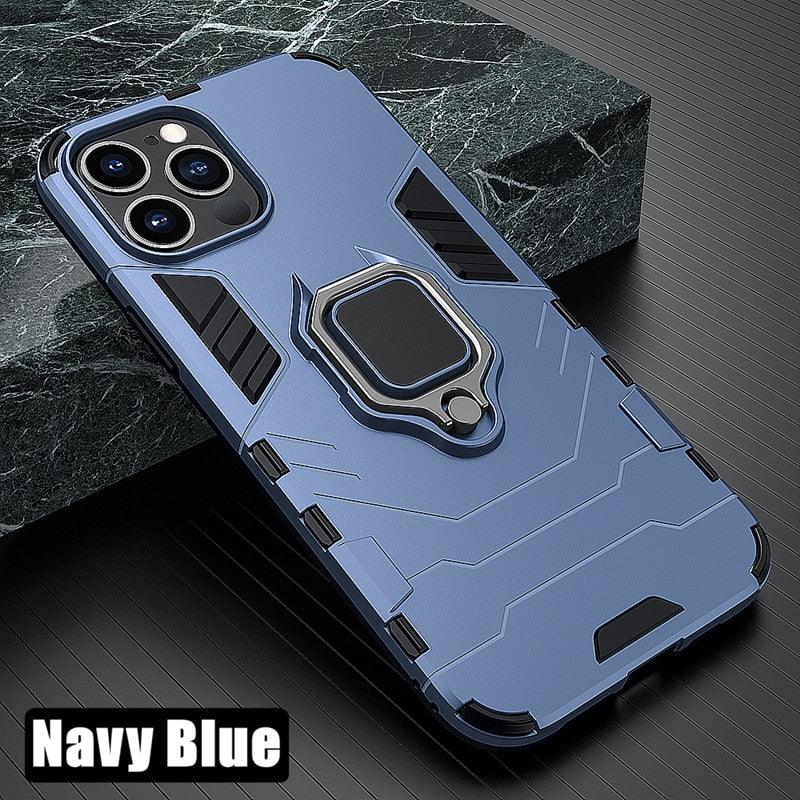 Anti Shock Case For iPhone 11 12 13 14 Pro XR Xs Max X 8 7 6 Plus 5S Magnet Armor Case Cover For iPhone Bumper Back Cover Case Full Protection with Ring Holder & in-Built Kickstand 360 Degree Protection Stevvex
