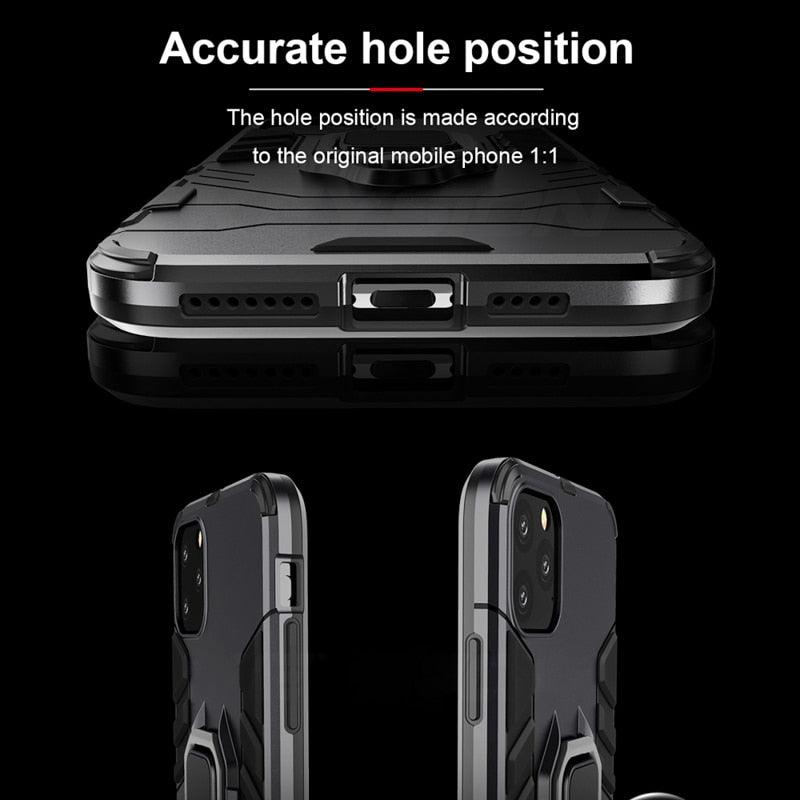 Anti Shock Case For iPhone 11 12 13 14 Pro XR Xs Max X 8 7 6 Plus 5S Magnet Armor Case Cover For iPhone Bumper Back Cover Case Full Protection with Ring Holder & in-Built Kickstand 360 Degree Protection Stevvex