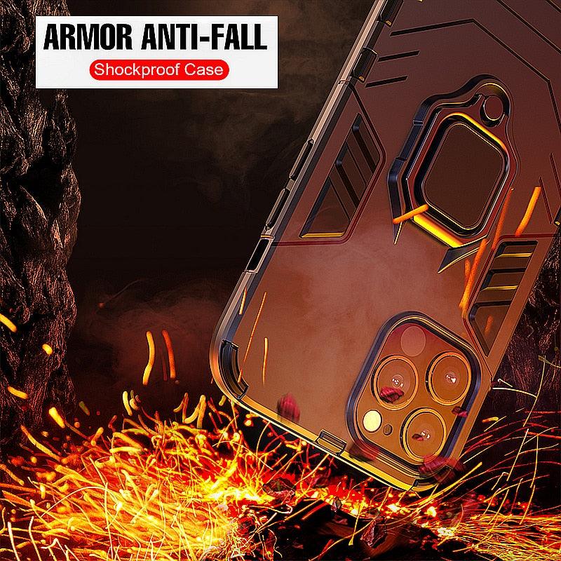 Anti Shock Case For iPhone 11 12 13 14 Pro XR Xs Max X 8 7 6 Plus 5S Magnet Armor Case Cover For iPhone Bumper Back Cover Case Full Protection with Ring Holder & in-Built Kickstand 360 Degree Protection Stevvex
