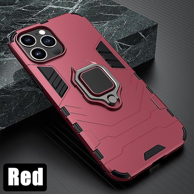 Anti Shock Case For iPhone 11 12 13 14 Pro XR Xs Max X 8 7 6 Plus 5S Magnet Armor Case Cover For iPhone Bumper Back Cover Case Full Protection with Ring Holder & in-Built Kickstand 360 Degree Protection Stevvex
