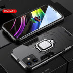 Anti Shock Case For iPhone 11 12 13 14 Pro XR Xs Max X 8 7 6 Plus 5S Magnet Armor Case Cover For iPhone Bumper Back Cover Case Full Protection with Ring Holder & in-Built Kickstand 360 Degree Protection Stevvex