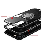Anti Shock Case For iPhone 11 12 13 14 Pro XR Xs Max X 8 7 6 Plus 5S Magnet Armor Case Cover For iPhone Bumper Back Cover Case Full Protection with Ring Holder & in-Built Kickstand 360 Degree Protection Stevvex