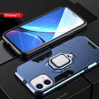 Anti Shock Case For iPhone 11 12 13 14 Pro XR Xs Max X 8 7 6 Plus 5S Magnet Armor Case Cover For iPhone Bumper Back Cover Case Full Protection with Ring Holder & in-Built Kickstand 360 Degree Protection Stevvex