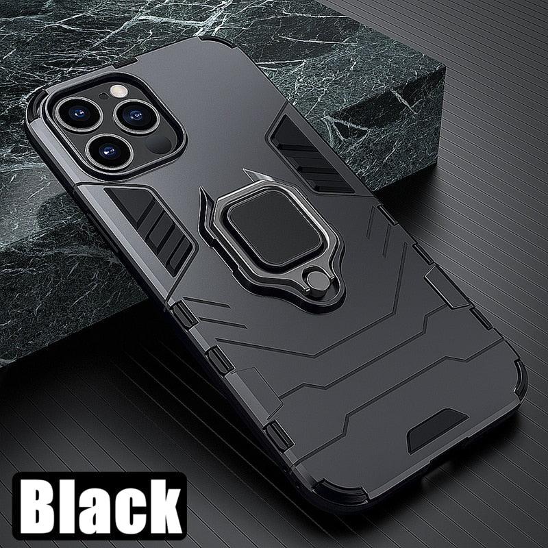 Anti Shock Case For iPhone 11 12 13 14 Pro XR Xs Max X 8 7 6 Plus 5S Magnet Armor Case Cover For iPhone Bumper Back Cover Case Full Protection with Ring Holder & in-Built Kickstand 360 Degree Protection Stevvex