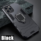 Anti Shock Case For iPhone 11 12 13 14 Pro XR Xs Max X 8 7 6 Plus 5S Magnet Armor Case Cover For iPhone Bumper Back Cover Case Full Protection with Ring Holder & in-Built Kickstand 360 Degree Protection Stevvex