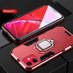 Anti Shock Case For iPhone 11 12 13 14 Pro XR Xs Max X 8 7 6 Plus 5S Magnet Armor Case Cover For iPhone Bumper Back Cover Case Full Protection with Ring Holder & in-Built Kickstand 360 Degree Protection Stevvex