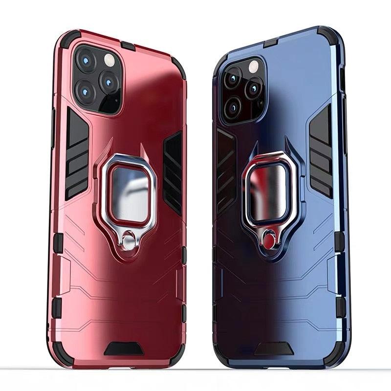 Anti Shock Case For iPhone 11 12 13 14 Pro XR Xs Max X 8 7 6 Plus 5S Magnet Armor Case Cover For iPhone Bumper Back Cover Case Full Protection with Ring Holder & in-Built Kickstand 360 Degree Protection Stevvex