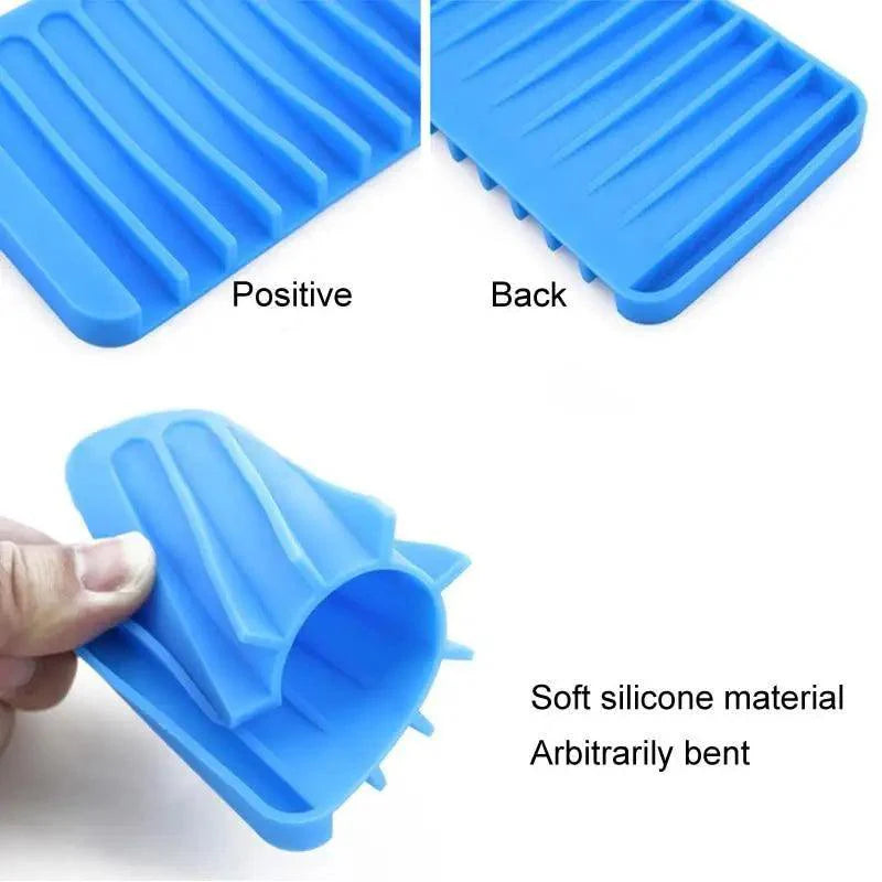 Anti-Skidding Home Improvement Silicone Flexible Bathroom Fixtures Bathroom Hardware Tray Soap Dish for Shower Waterfall Soap Holder Soap Tray Soap Saver Drainer Flexible Silicone For Shower Bathroom Kitchen Counter Top Keep Soap Bars Dry Clean Easy Clean Stevvex