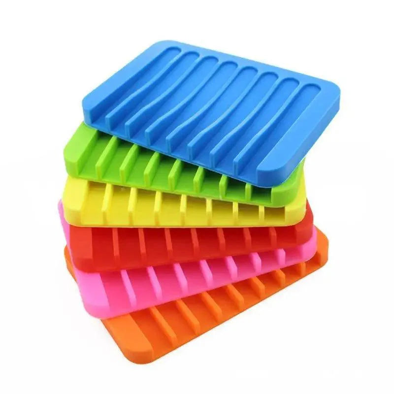 Anti-Skidding Home Improvement Silicone Flexible Bathroom Fixtures Bathroom Hardware Tray Soap Dish for Shower Waterfall Soap Holder Soap Tray Soap Saver Drainer Flexible Silicone For Shower Bathroom Kitchen Counter Top Keep Soap Bars Dry Clean Easy Clean Stevvex