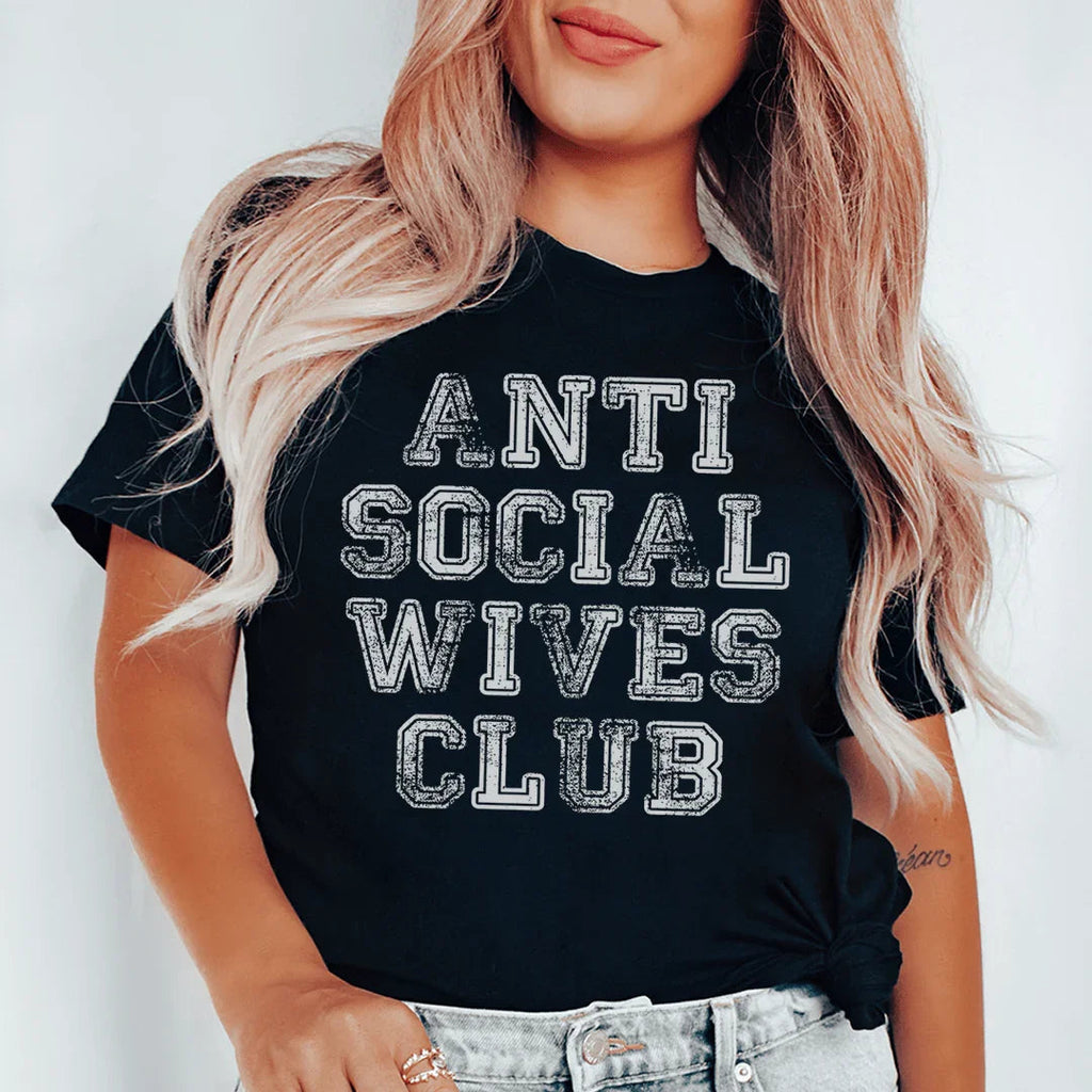 Anti Social Wives Club Tee Peachy Sunday