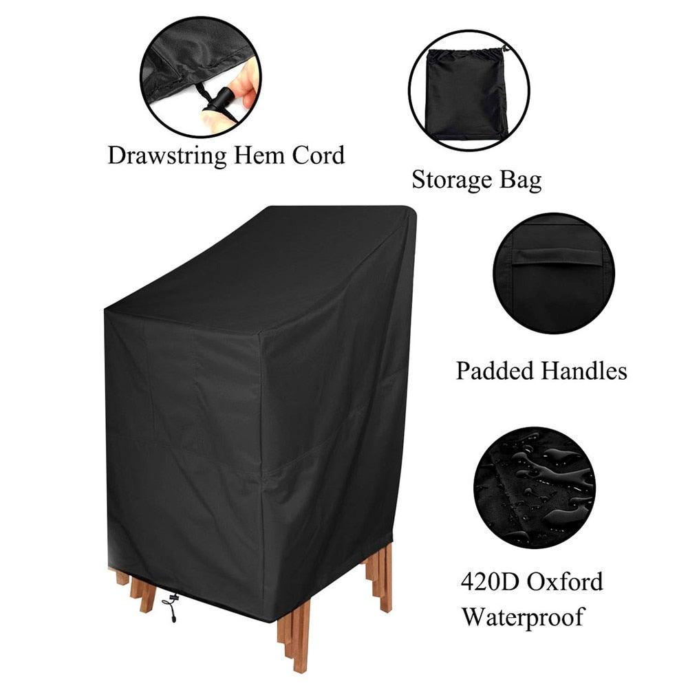 Anti-UV Snow Dust Wind-Proof Tear-Proof Anti-Fading Furniture Cover Chair Dust Cover Storage Bag Outdoor Garden Patio Furniture Protector Waterproof Dustproof Chair Seat Protection Cover Stevvex