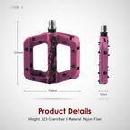 Anti-Vibration Mountain Bike Pedal Anti-Skid Lightweight Nylon Fiber Bicycle Pedal Board High-Strength Anti-Skid Bicycle Pedal New Nylon Fabric Anti Slip Durable Mountain Bike Flat Pedals Stevvex