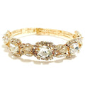 Antique Floral Rhinestone Spring Bracelet Gold Vines